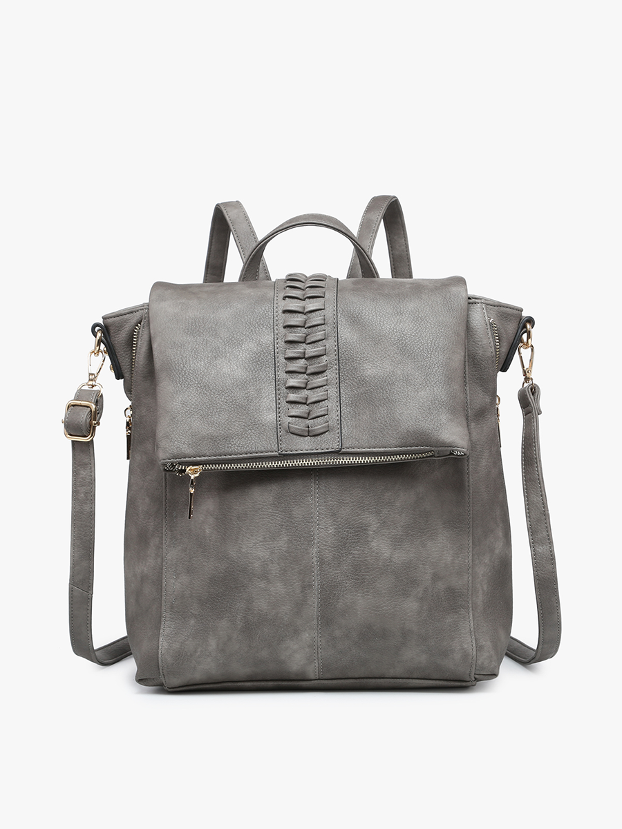 Vivian Distressed Convertible Backpack |Dark Grey
