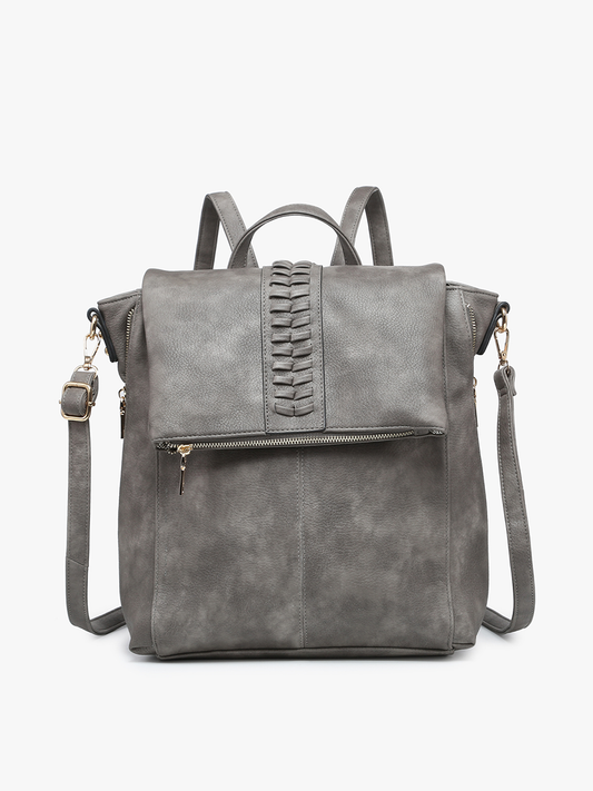 Vivian Distressed Convertible Backpack |Dark Grey