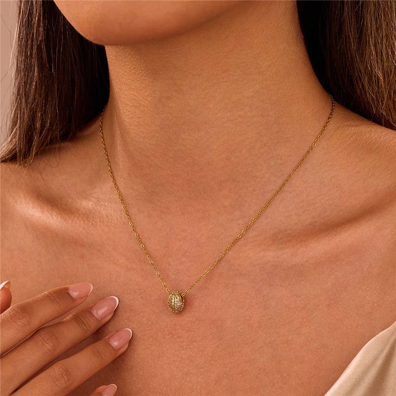 GAMEDAY CHARM STAINLESS STEEL NECKLACE/ BASEBALL