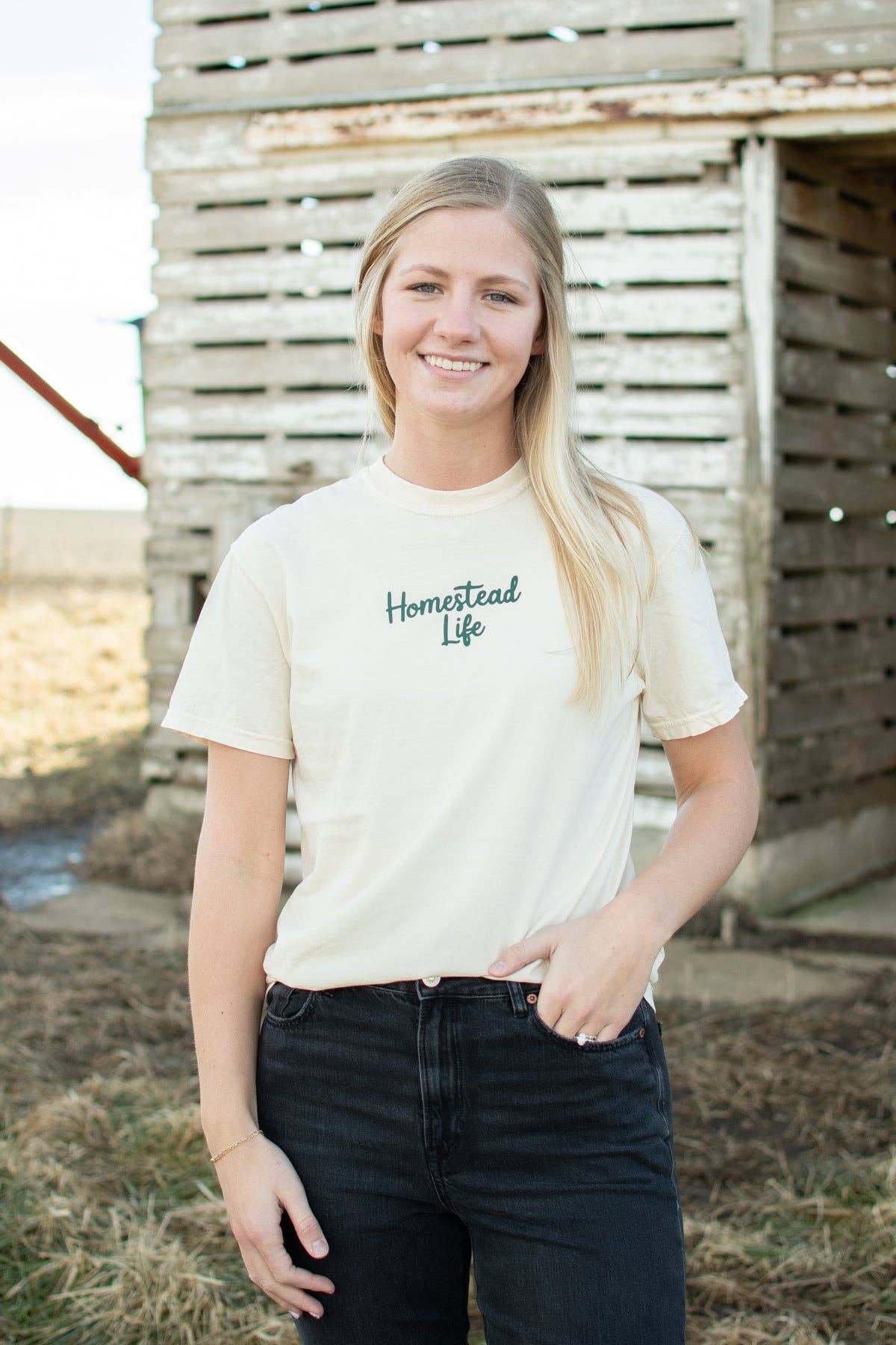 Western 'Homestead Life' Ivory Graphic Tee