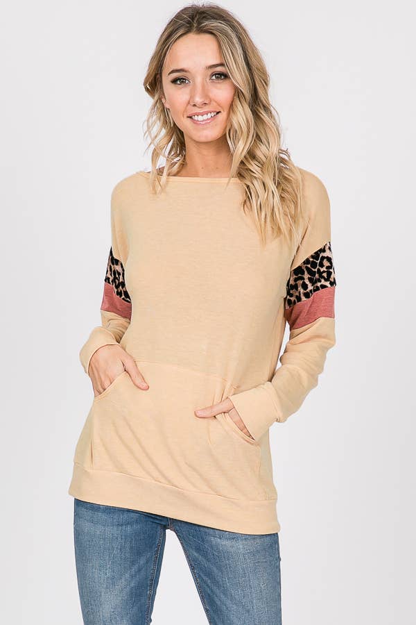 Front Pocket Long Sleeve Top/ Dusty Mustard