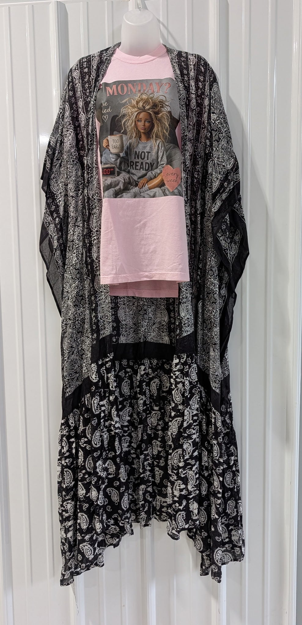 Monday Mood Graphic Tee | Tired Girl Coffee Tee | Trendy Light pink